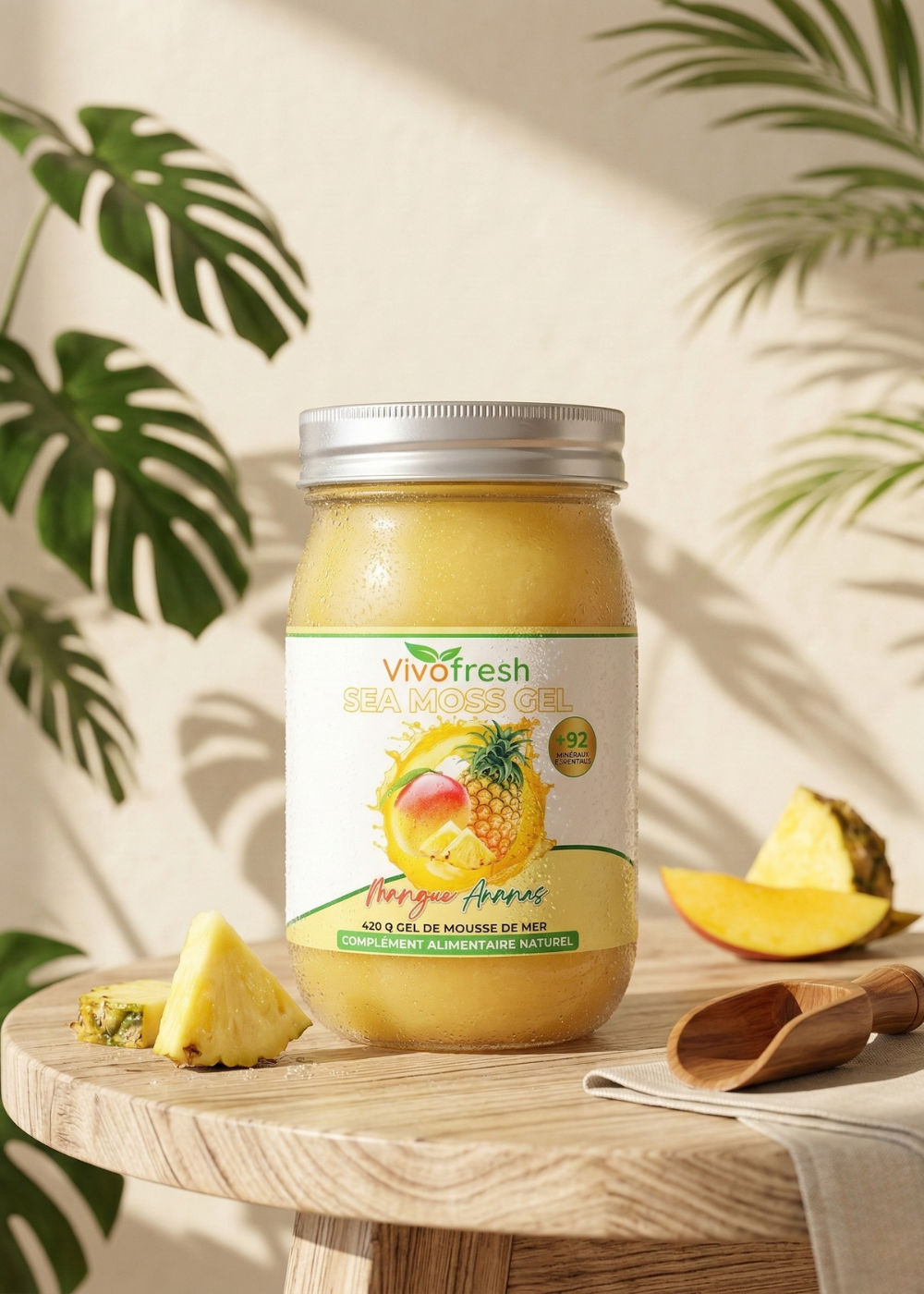 Pot de Sea Moss Gel VivoFresh saveur Mangue-Ananas, 420g